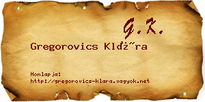 Gregorovics Klára névjegykártya